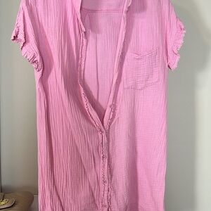 Pink Women's Button-Up Guaze Dress